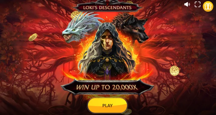 Loki's Descendants – galvenais ekrāns ar 3-4-3-4-3 ruļļiem