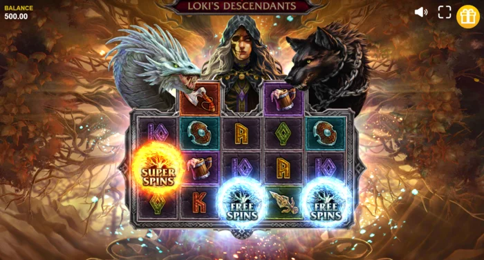 Loki's Descendants – Serpent funkcijas palaišana ar diagonāliem Wild simboliem